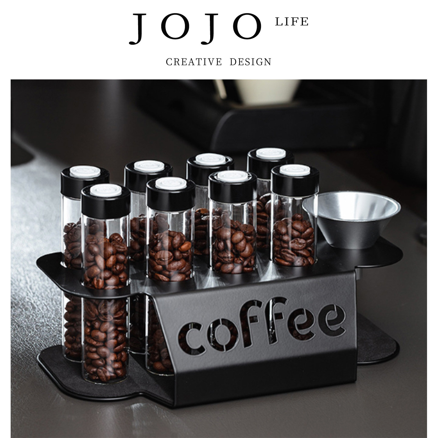 JOJO'S L. PD.Shi.密封罐豆展示架透明储存罐试管架排气阀 | 石讽