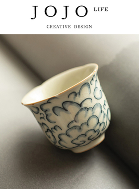 JOJO'S L. PD.紫泉涧.米黄汝窑祥云铃兰杯功夫主人杯复古 | 茬度