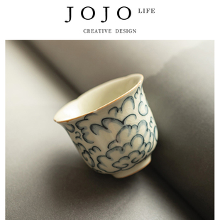 JOJO'S L. PD.紫泉涧.米黄汝窑祥云铃兰杯功夫主人杯复古 | 茬度