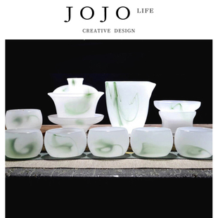 JOJO'S L. PD.紫泉涧.琉璃茶具套装组合白玉茶杯家用送礼 | 贴紧