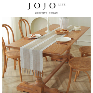 JOJO'S L. PD.county.美式复古提花桌旗流苏餐桌台布装饰 | 各县