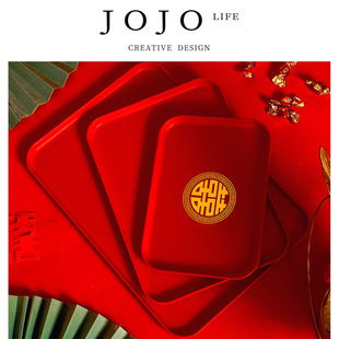 PD.Owning.结婚果盘客厅专用喜字干果盘红色喜庆 拥批 JOJO