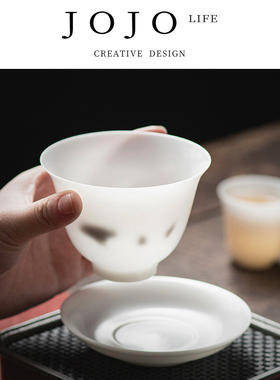 JOJO'S L. PD.紫泉涧.白瓷三才盖碗冰种玉瓷羊脂玉陶瓷 | 飞舟