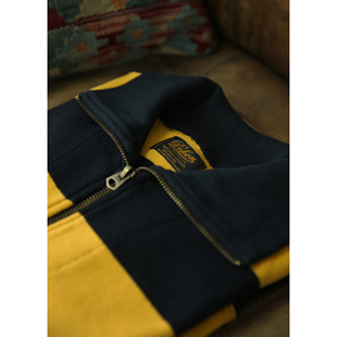 Motorcycle sweater 复古条纹 骑士机车半拉短款套头卫衣