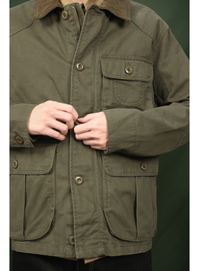 Hunting Jacket 户外复古灯芯绒领 洗水斜纹布立体多口袋猎装夹克