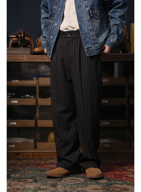 Secondorder SS25 Pleated Trousers 复古双褶 直筒宽松条纹西裤