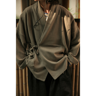 剑道袍开衫 Secondorder 棉羊绒针织复古廓形日式 Kimono 外套 FW22
