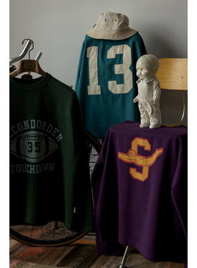 Secondorder SS23 Football T-shirts 重磅复古廓形橄榄球长袖T恤