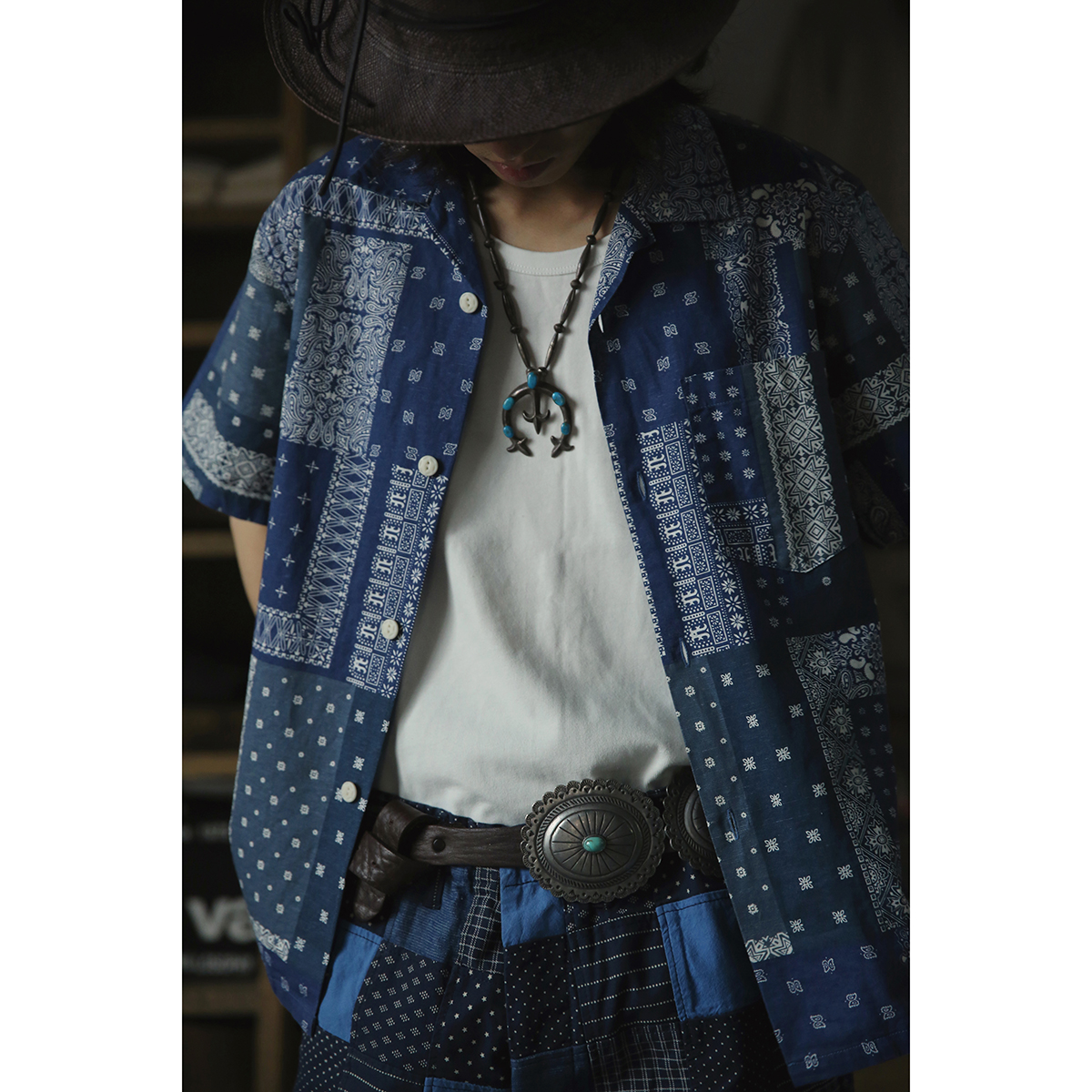 HAWAII ALOHA SHIRTS 靛蓝佩斯利/腰果花 复古图腾棉麻夏威夷衬衫