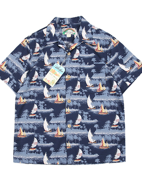 HAWAII ALOHA SHIRTS 古巴领 岛屿/帆船 美式休闲 夏威夷短袖衬衫