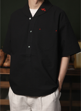 Secondorder SS24 Round Collar French Shirt泡泡纱圆领套头衬衫