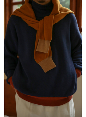 Secondorder FW22 Turtle Neck Sweater美式高领拼色棉羊绒针织衫
