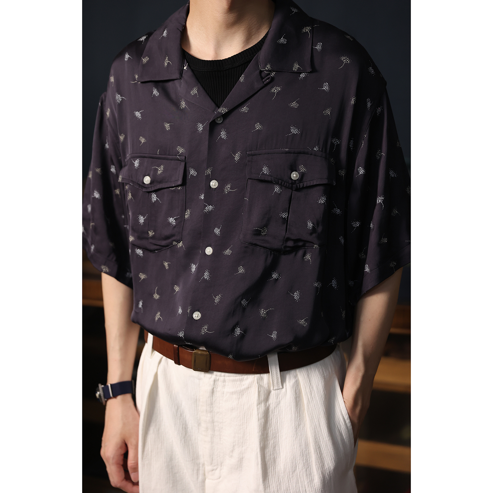 Secondorder古巴领人造丝衬衫