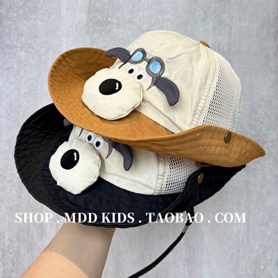 飞机狗儿童渔夫帽夏季速干网眼