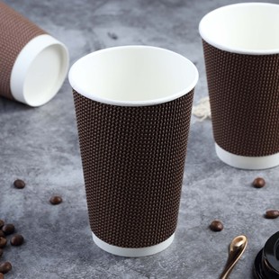 加厚双层瓦楞咖啡奶茶一次性纸杯热饮杯子防烫280ml400纸杯ML商用