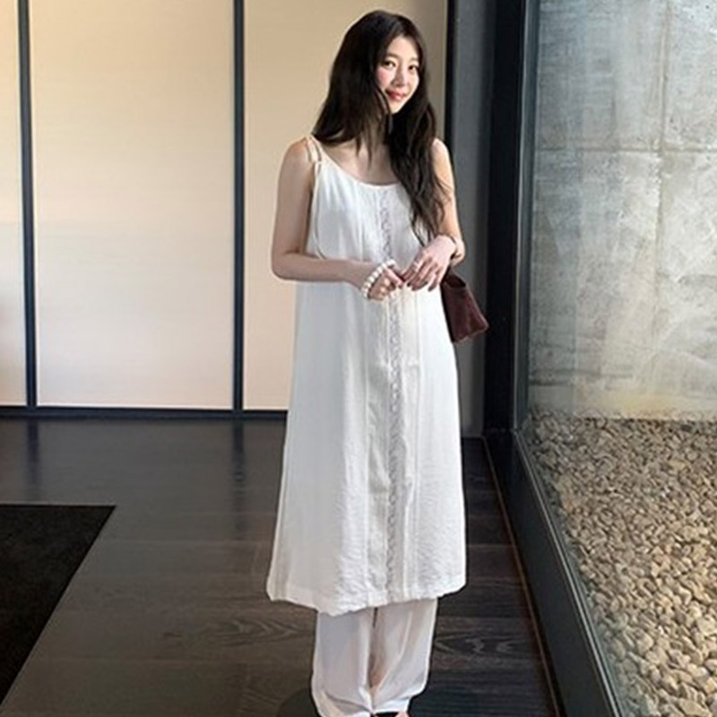 韩国代购直邮2026夏Flily法式无袖气质高级感度假风吊带连衣裙女