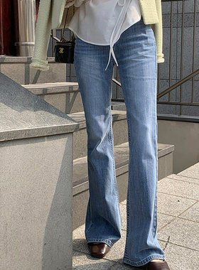 通勤高腰显瘦修身微喇牛仔长裤女