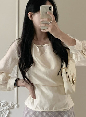 韩国直邮Secondesecon秋法式复古长袖设计感小众高级感飘带衬衫女