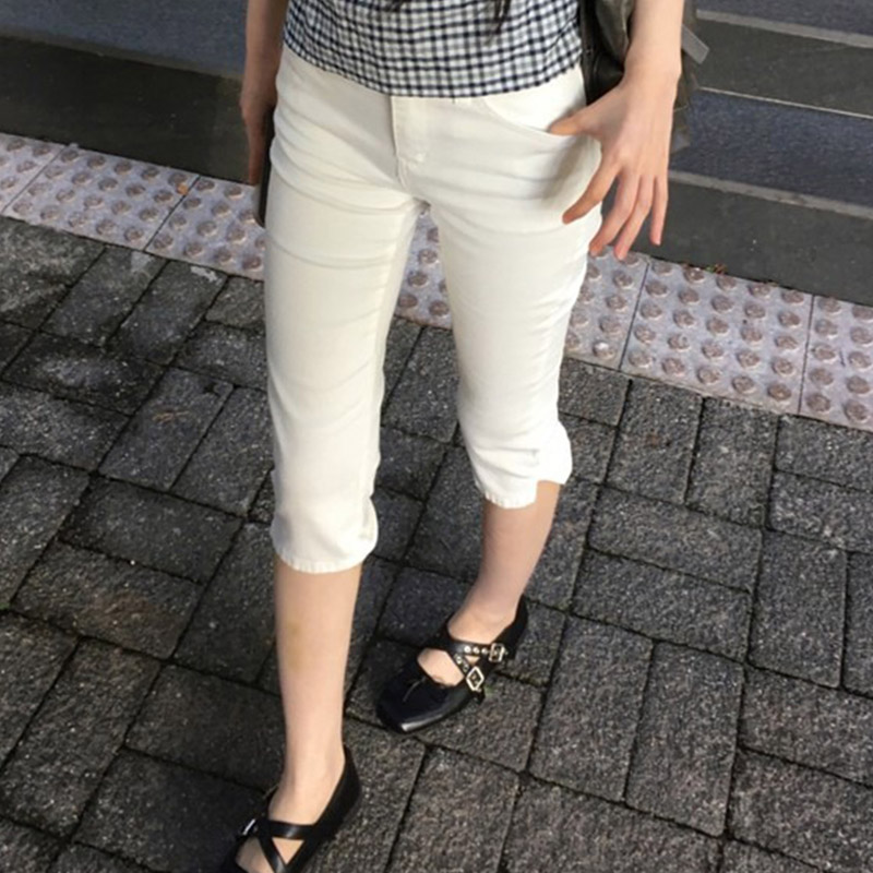 韩国代购直邮2026夏Daybin百搭高腰显瘦修身百搭七分牛仔休闲裤女