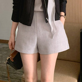 气质百搭纯色高腰纹理感直筒休闲短裤 韩国正品 新款 2026春季 女 代购