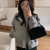 thankyou春休闲百搭通勤运动长袖 韩国代购 直邮Fine 拉链连帽卫衣