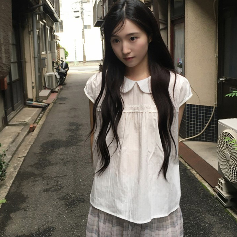 韩国代购直邮2026夏Daybin甜美少女风夏减龄可爱短袖娃娃领衬衫女