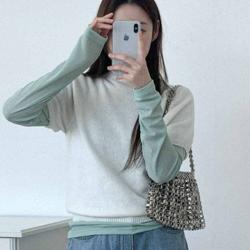 韩国代购直邮2026春季新款Heylady套头百搭显瘦上衣短袖针织衫女