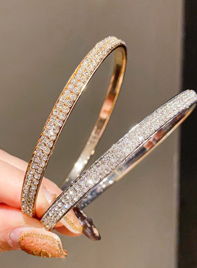 气质简约镶钻锆石金属手镯