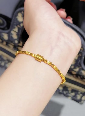 古法沙金爆闪碎银珠小蛮腰手链