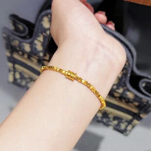 新中式镀金古法沙金时尚爆闪碎银珠小蛮腰手链 拍照叠戴好看