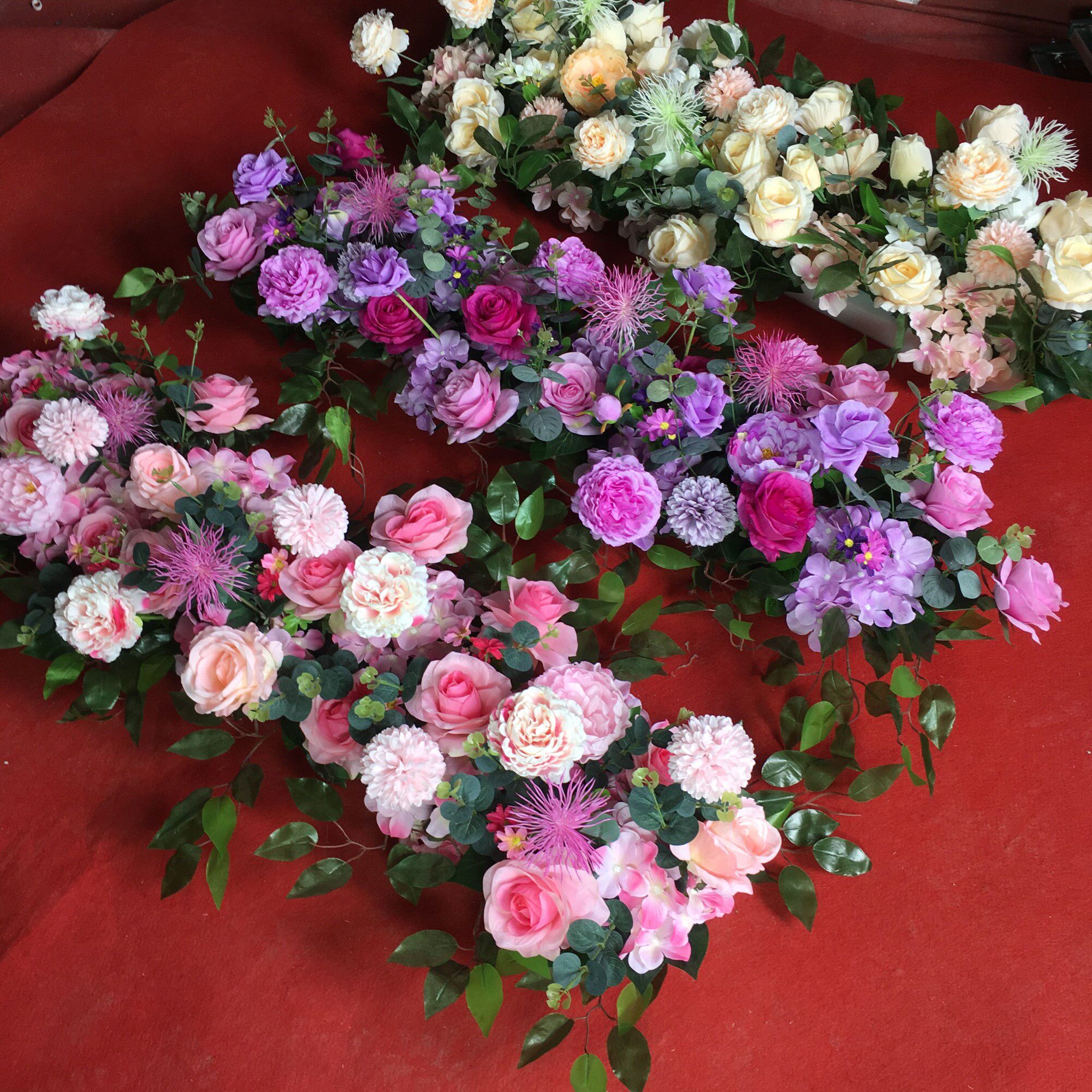 婚庆道具新款绢花排花森系舞台路引花排场景装饰布置花艺婚礼花条