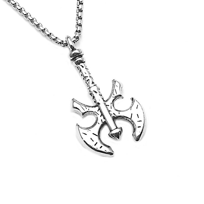 欧美复古维京吉他骷髅十字架钛钢链条珍珠项链不锈钢链条简约