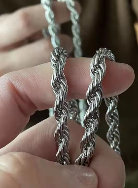 个性长款男士项链韩版潮流麻花链锁骨链霸气潮男饰品嘻哈不锈钢