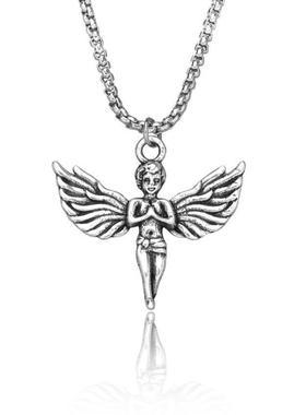 欧美男女潮人小天使项链嘻哈个性钛钢吊坠hiphop百搭个性简约
