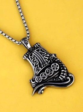 2026新款不锈钢项链维京海盗船卢恩字母凯特结吊坠钛钢饰品