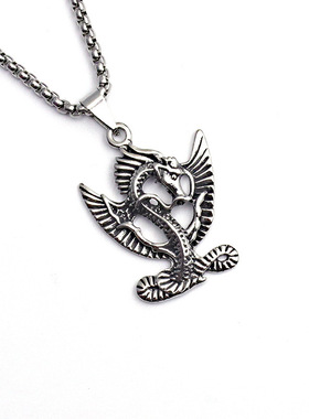 厂家销售个性龙腾男士钛钢项链 祥龙潮男吊坠挂饰品不锈钢跨境