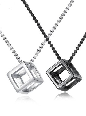 源头厂家 欧美时尚立体魔方项链 个性钛钢男士学生潮流吊坠批发
