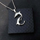 亚马逊外贸热卖 潮复古海洋鲸鱼海豚不锈钢项链毛衣项链批发鱼尾