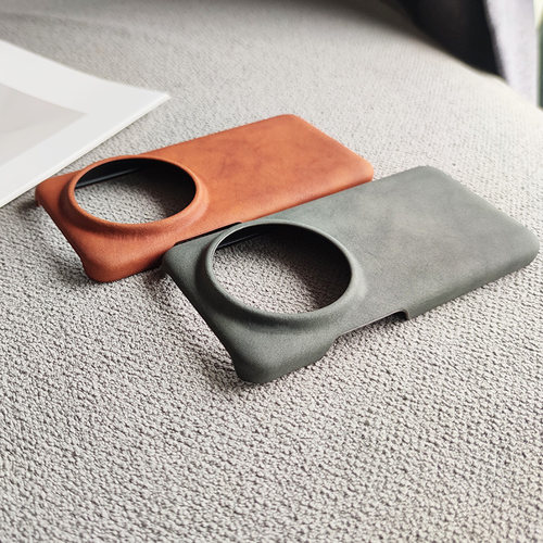 素皮适用小米15ultra手机壳大孔新款14ultra半包商务简约13ultra保护套12su硬壳防滑不粘指纹