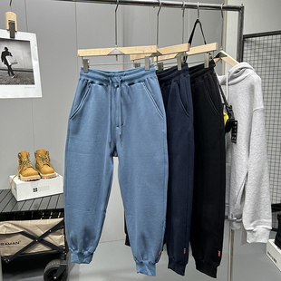 宽松休闲加绒束脚裤 简约百搭哈伦裤 清仓厚实高克重潮牌男士 特价