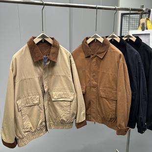 夹克宽松休闲百搭廓形休闲老钱风外套 巴恩风翻领工装 美式 复古猎装
