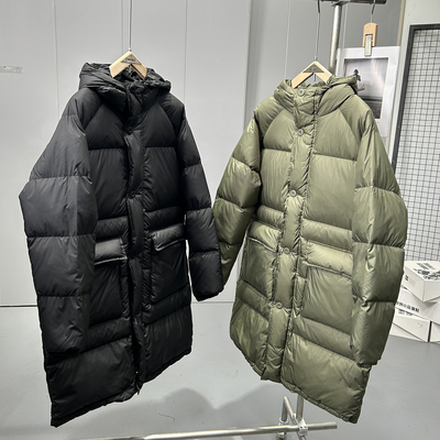 高货700+高蓬松中长款连帽羽绒服