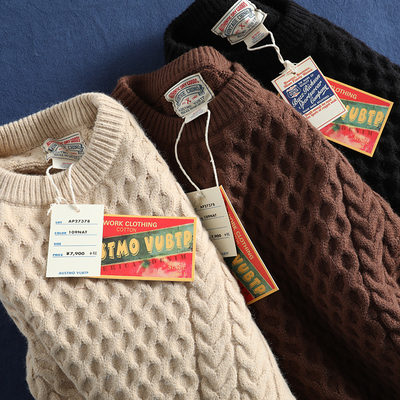 套头圆领麻花织毛衣加厚保暖