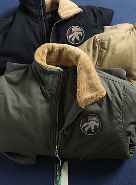 ODM公司 外贸男士美式休闲飞行员夹克加厚保暖羊羔绒棉衣冬季外套