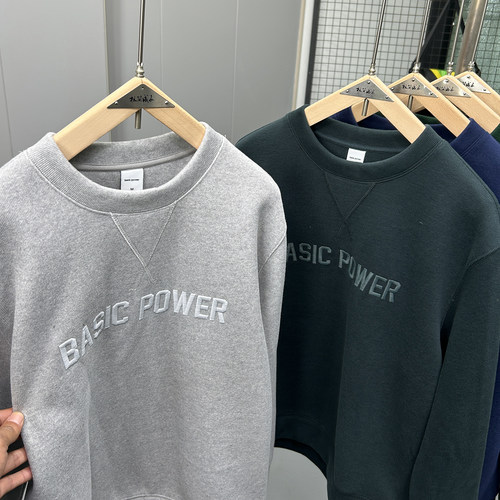 重磅550g厚实精字母刺绣套头卫衣