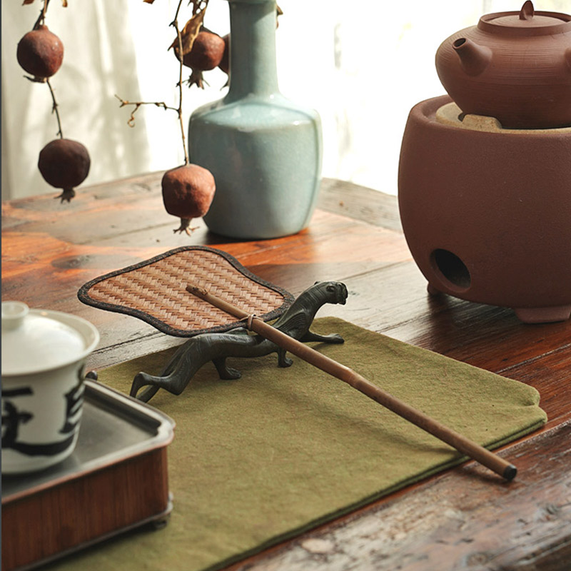 中式手工竹编凉炉扇碳炉禅意扇子风炉煮茶竹丝茶炉扇复古茶道配件