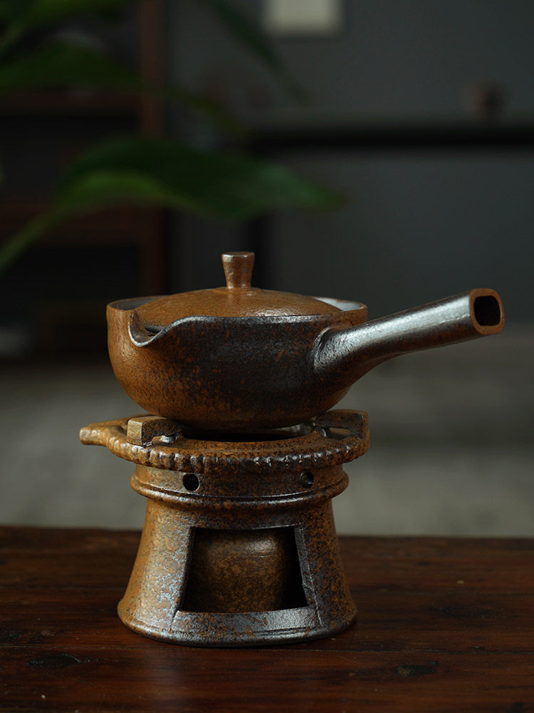 粗陶煮茶壶酒精煮茶炉功夫茶道功夫茶具仿古蜡烛茶壶温茶炉子套装
