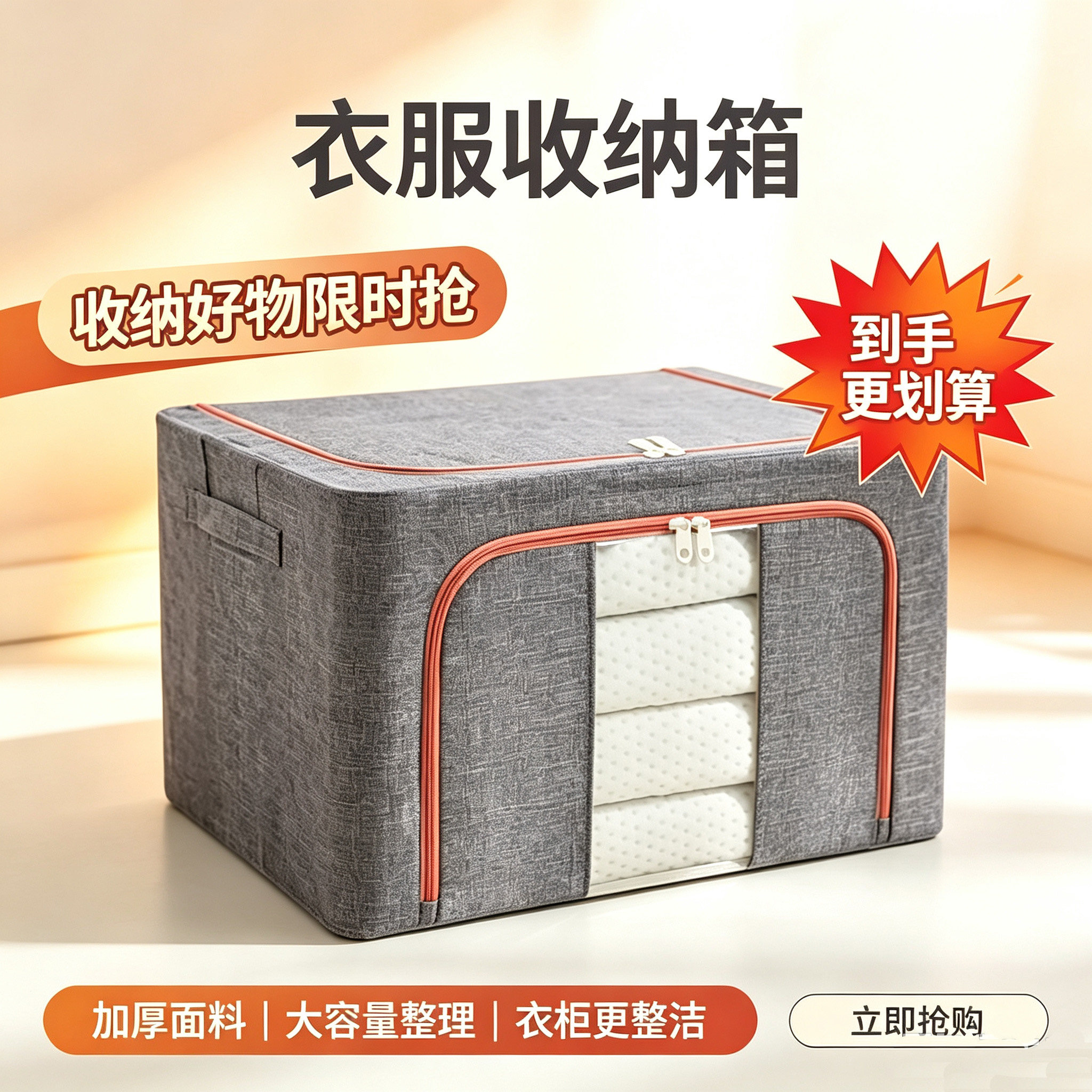 折叠特大号布艺家用衣服收纳箱图片