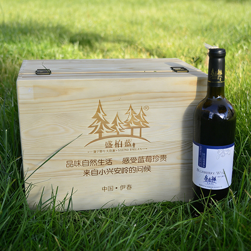 东北特产伊春盛柏蓝野生蓝莓果酒低度酒原汁果酒730ml*6瓶包邮