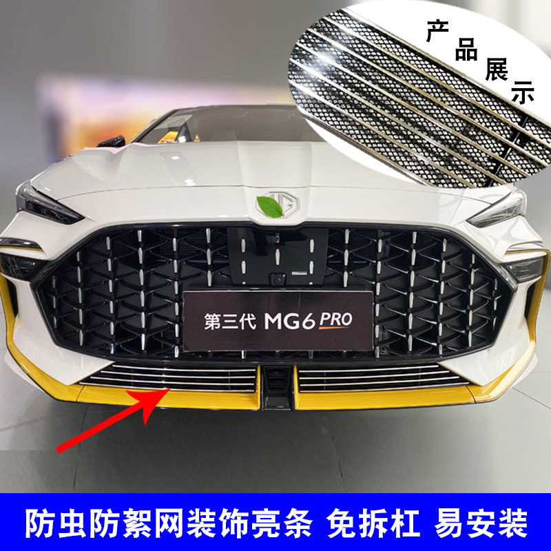 21-23款名爵6PRO中网改装三代MG6前脸格栅装饰亮条防护防虫网配件